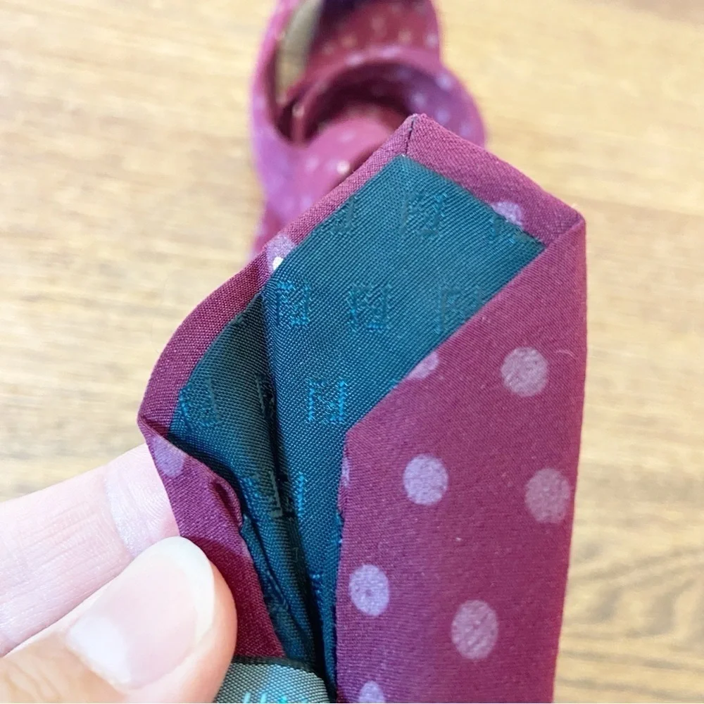 FENDI | 100% Silk Maroon Polka Dotted Tie One Size